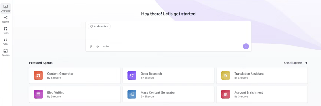 Screenshot of Agentic Studio in new SitecoreAI